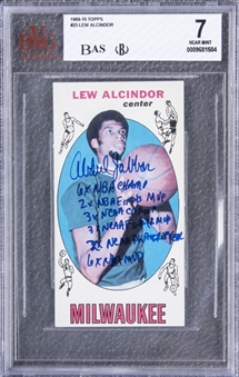 1969-70 Topps #25 Lew Alcindor/Kareem Abdul-Jabbar Signed and Inscribed Rookie Card – BGS NM 7/BGS 10